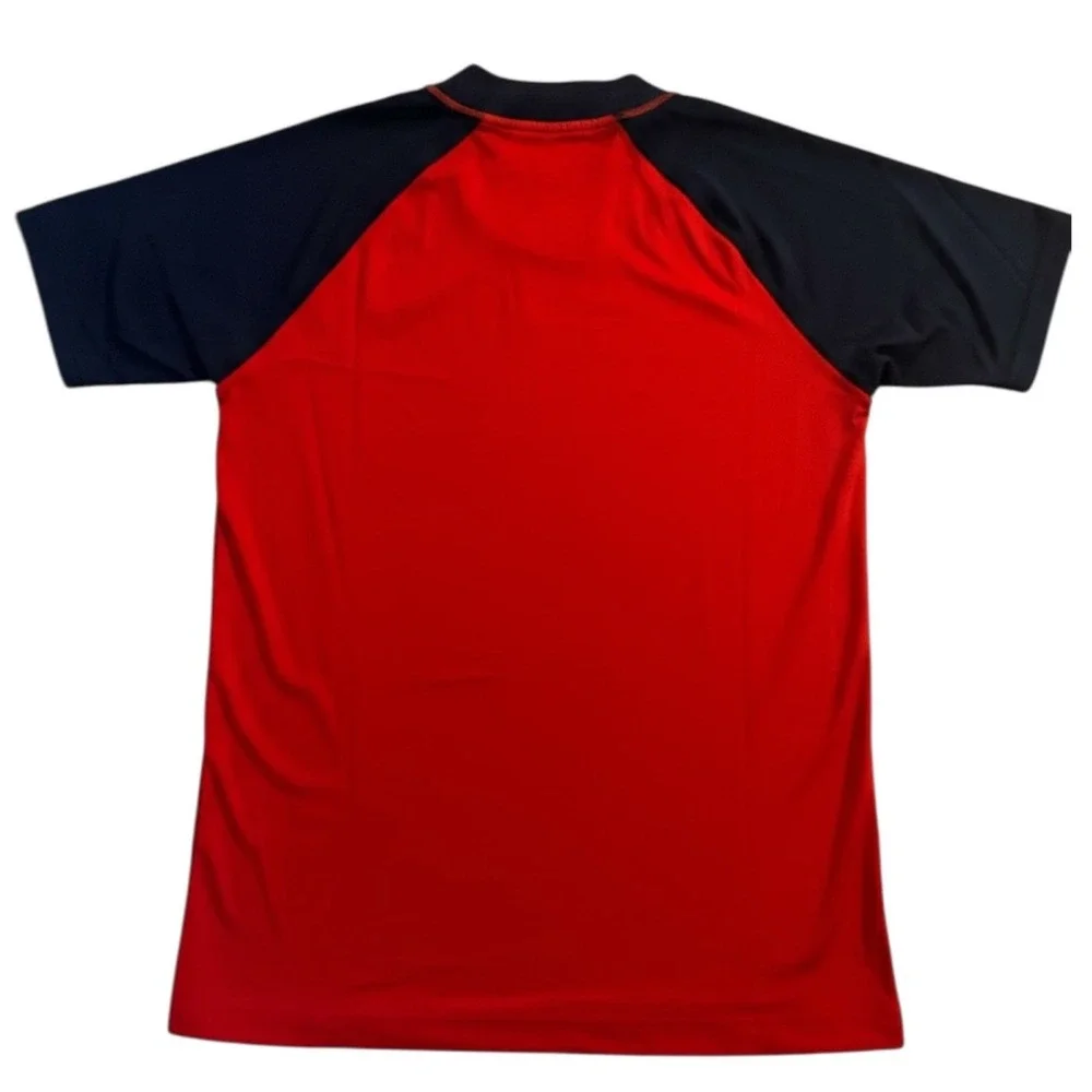 Lands' End Youth XL Red Black Rash Guard Swim Shirt UPF Short Sleeve